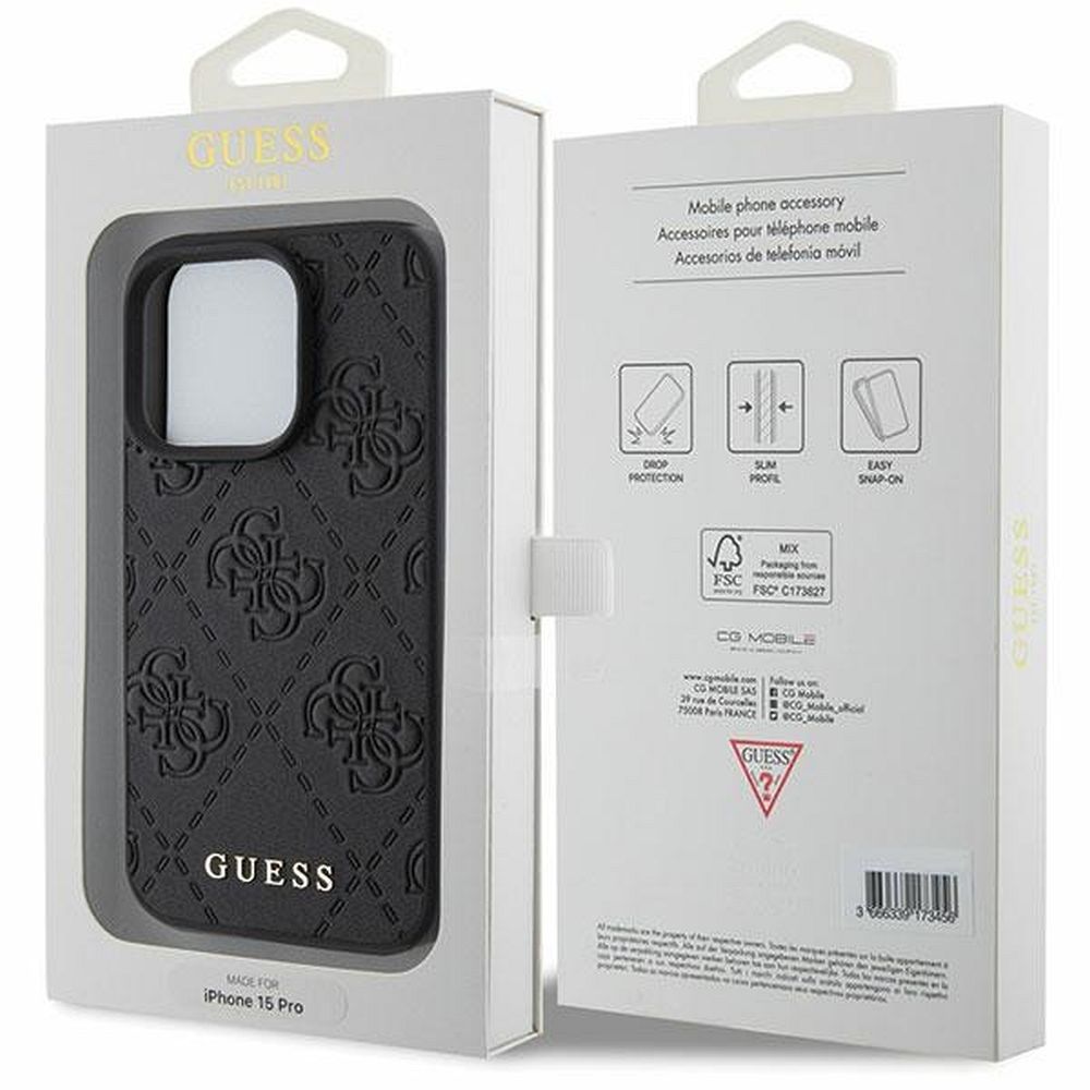 GUESS case for IPHONE 15 Pro GUHCP15LP4EPMK (Quilted 4G Classic) black