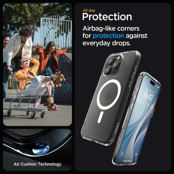 SPIGEN case ULTRA HYBRID MAG compatible with MagSafe for IPHONE 16 Pro frost clear