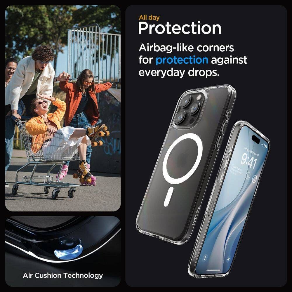 SPIGEN case ULTRA HYBRID MAG compatible with MagSafe for IPHONE 16 Pro frost clear