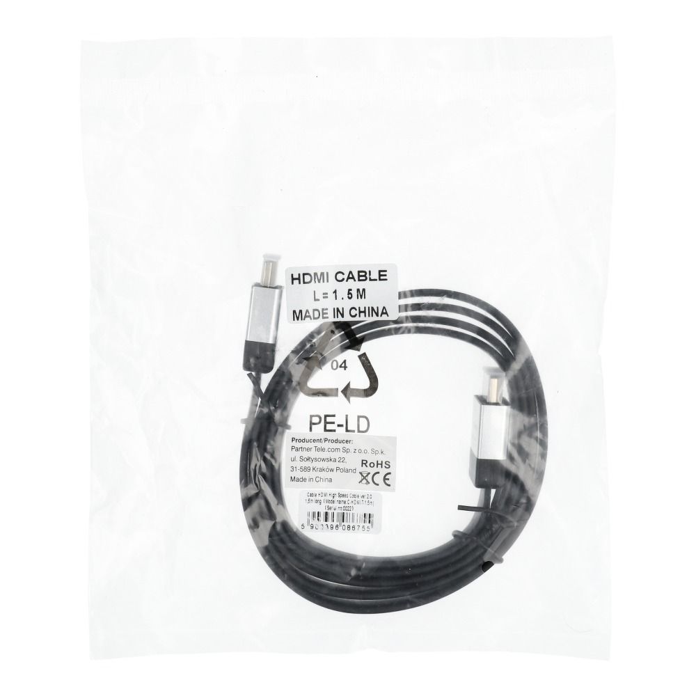 c559ab40006835bc6a7d033705d61ac1 Cable HDMI to HDMI 4K 60Hz High Speed with Ethernet ver. 2.0 1,5 m black