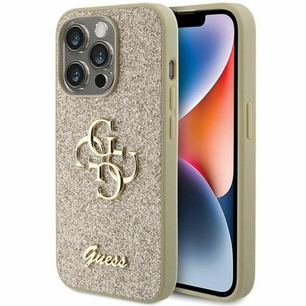 GUESS case for IPHONE 15 Pro Max GUHCP15XHG4SGD (Fixed Glitter Big 4G) gold