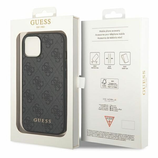 GUESS case for IPHONE 14 GUHCP14SG4GFGR (4G Gold Logo) grey
