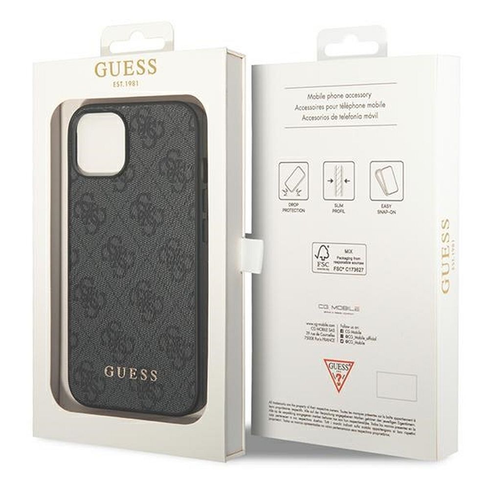 GUESS case for IPHONE 14 GUHCP14SG4GFGR (4G Gold Logo) grey
