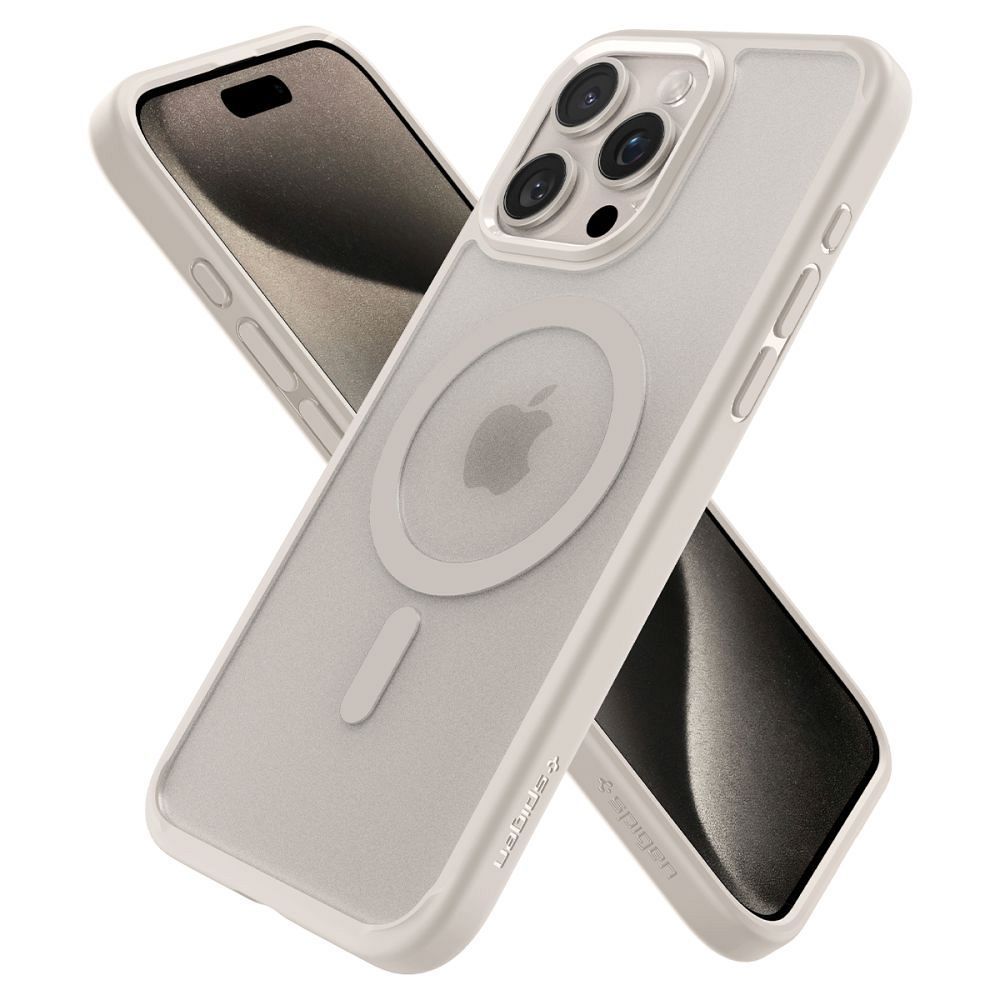 SPIGEN case ULTRA HYBRID MAG compatible with MagSafe for IPHONE 15 Pro frost natural titanium