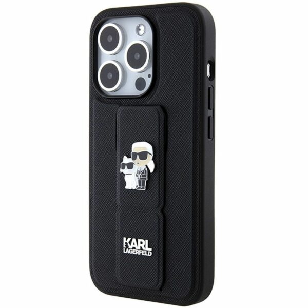 KARL LAGERFELD case for IPHONE 14 Pro Max KLHCP14XGSAKCPK (Gripstand Saffiano KC PIN) black