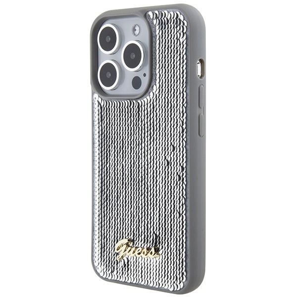 GUESS case for IPHONE 15 Pro GUHCP15LPSFDGSS (Sequin Script Metal) silver