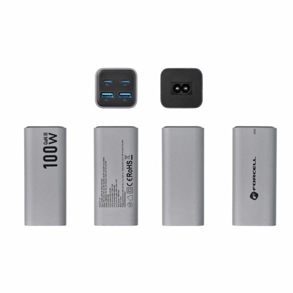FORCELL F-ENERGY GaN III VT-49 desktop charger 2 x Type C + 2 x USB A PD QC4.0 SFC2.0 5A 100W gray