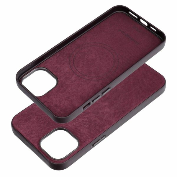 WOVEN MAG COVER case compatible with MagSafe for IPHONE 15 Plus burgundy
