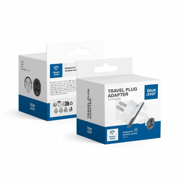 BLUE STAR travel adapter GO TO USA (Type A) 10A white