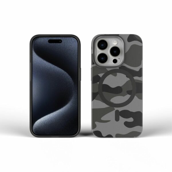 FORCELL F-PROTECT Levels with Dual Layer 4D technology, Military Drop-Test compatible with MagSafe for IPHONE 16 PLUS black camo