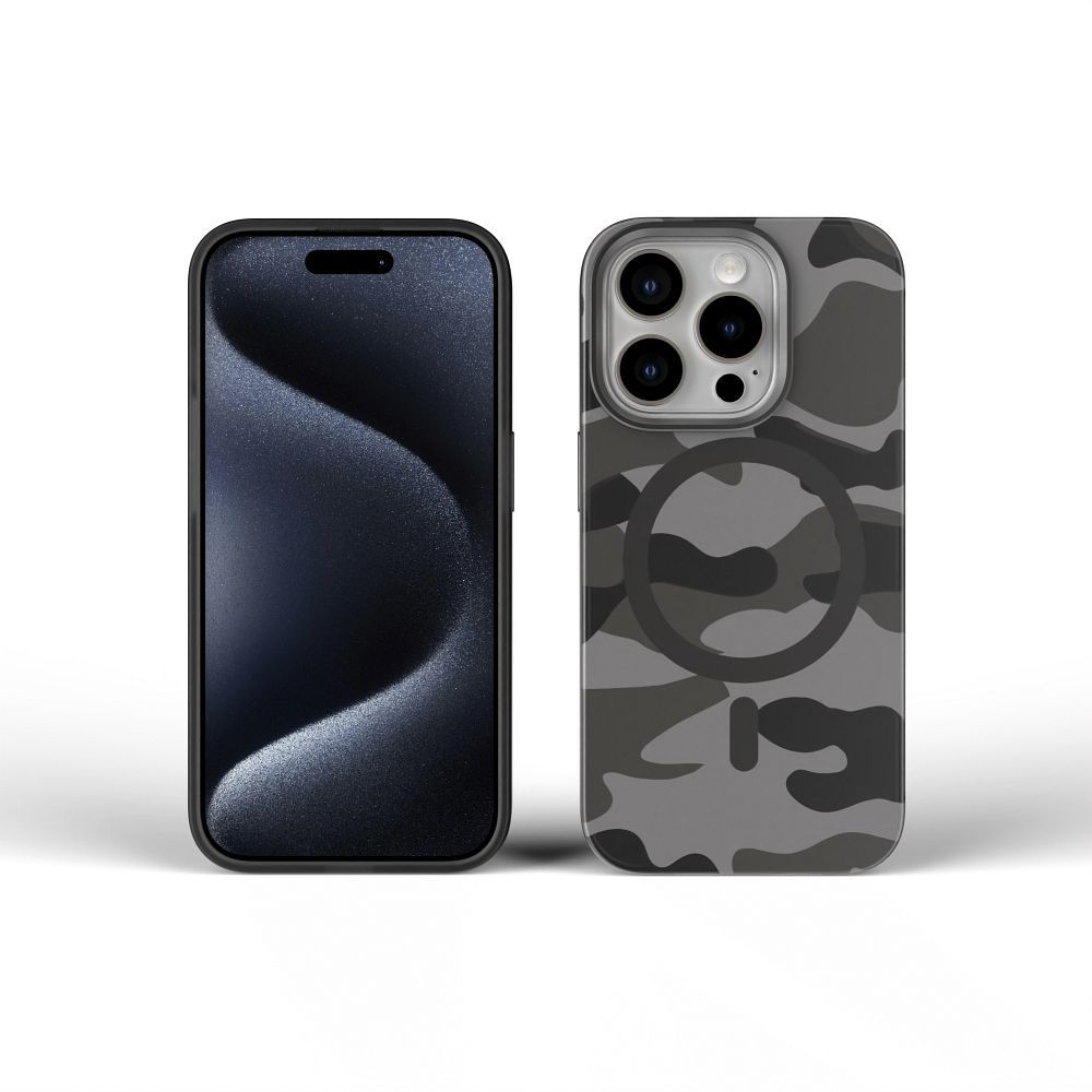 FORCELL F-PROTECT Levels with Dual Layer 4D technology, Military Drop-Test compatible with MagSafe for IPHONE 16 PLUS black camo