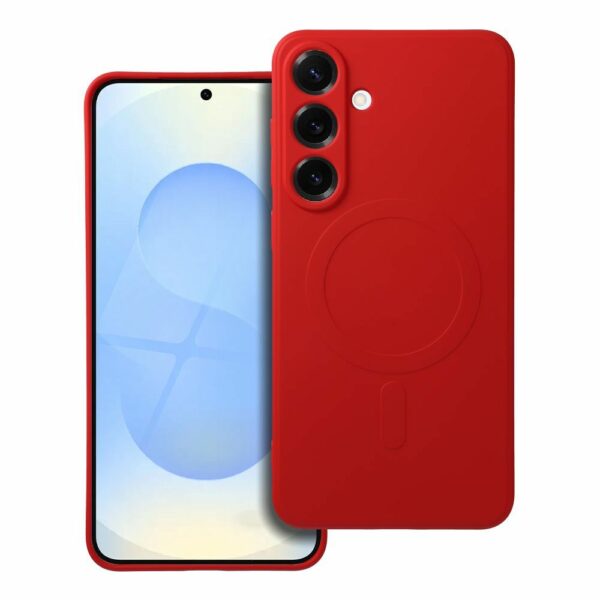 SILICONE MAG COVER case compatible with MagSafe for SAMSUNG S25 Plus red