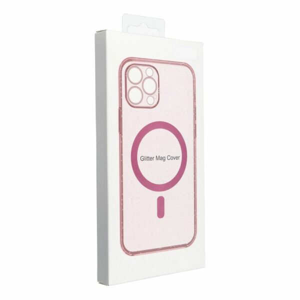 CLEAR MAG COVER case with camera protection compatible with MagSafe for IPHONE 16 Plus pink glitter