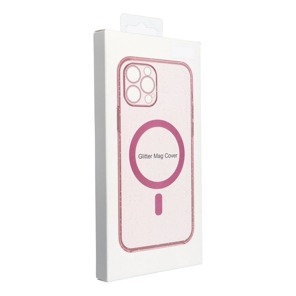 CLEAR MAG COVER case with camera protection compatible with MagSafe for IPHONE 16 Plus pink glitter