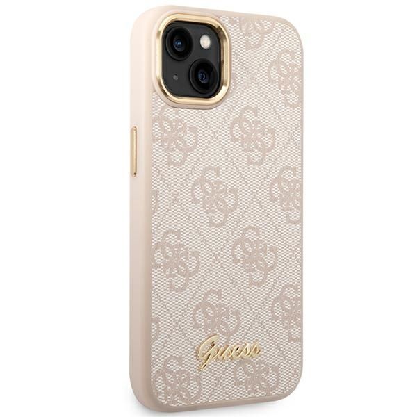 GUESS case for IPHONE 13 / 14 / 15 GUHCP14SHG4SHP (4G Vintage Gold Logo) pink