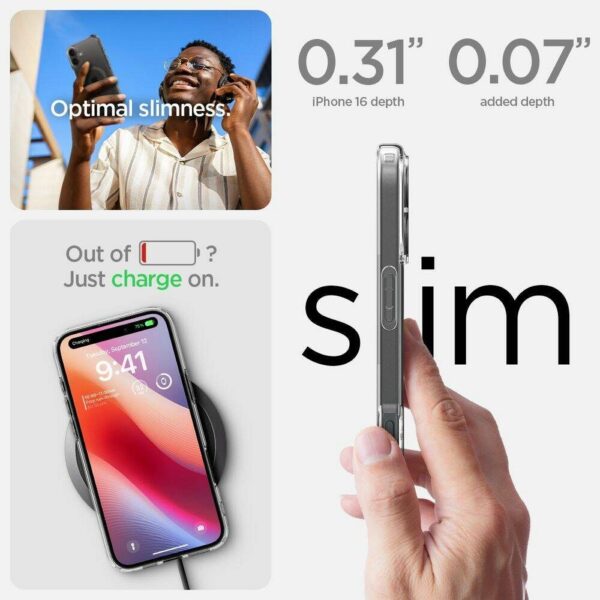 SPIGEN case ULTRA HYBRID MAG compatible with MagSafe for IPHONE 16 carbon fiber