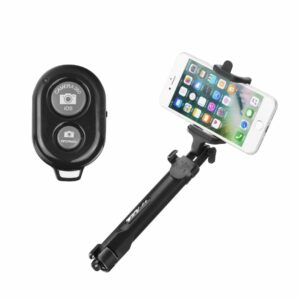 Selfie stick with wireless remote control tripod black