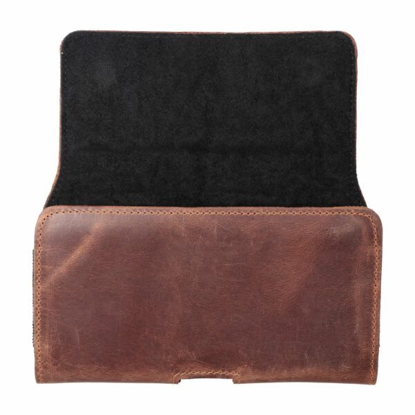 ROYAL Crazy Horse - Leather universal belt holster / brown - Size 2XL - for SAMSUNG A21s / S20 ULTRA / S21 ULTRA / A70 / A71 / XIAOMI REDMI 9 / HUAWEI P SMART PRO