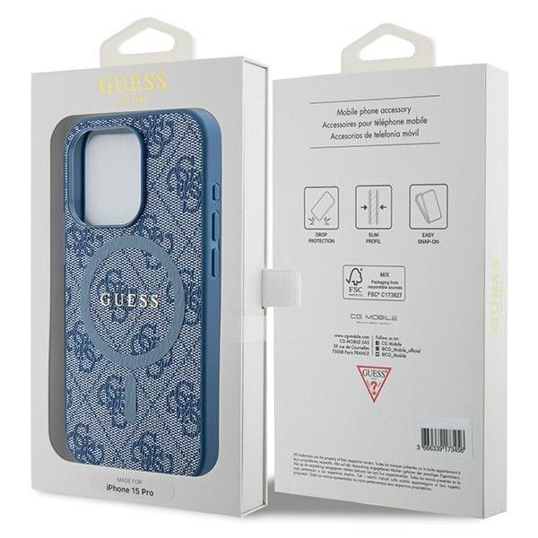 GUESS case for IPHONE 14 Pro Max compatible with MagSafe GUHMP14XG4GFRB (4G Ring classic logo) blue