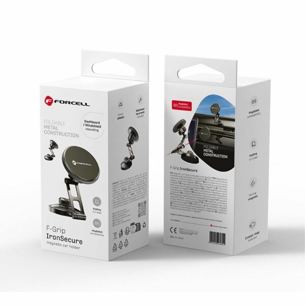 FORCELL F-GRIP IronSecure magnetic car holder for windshield / dashboard compatible with MagSafe black