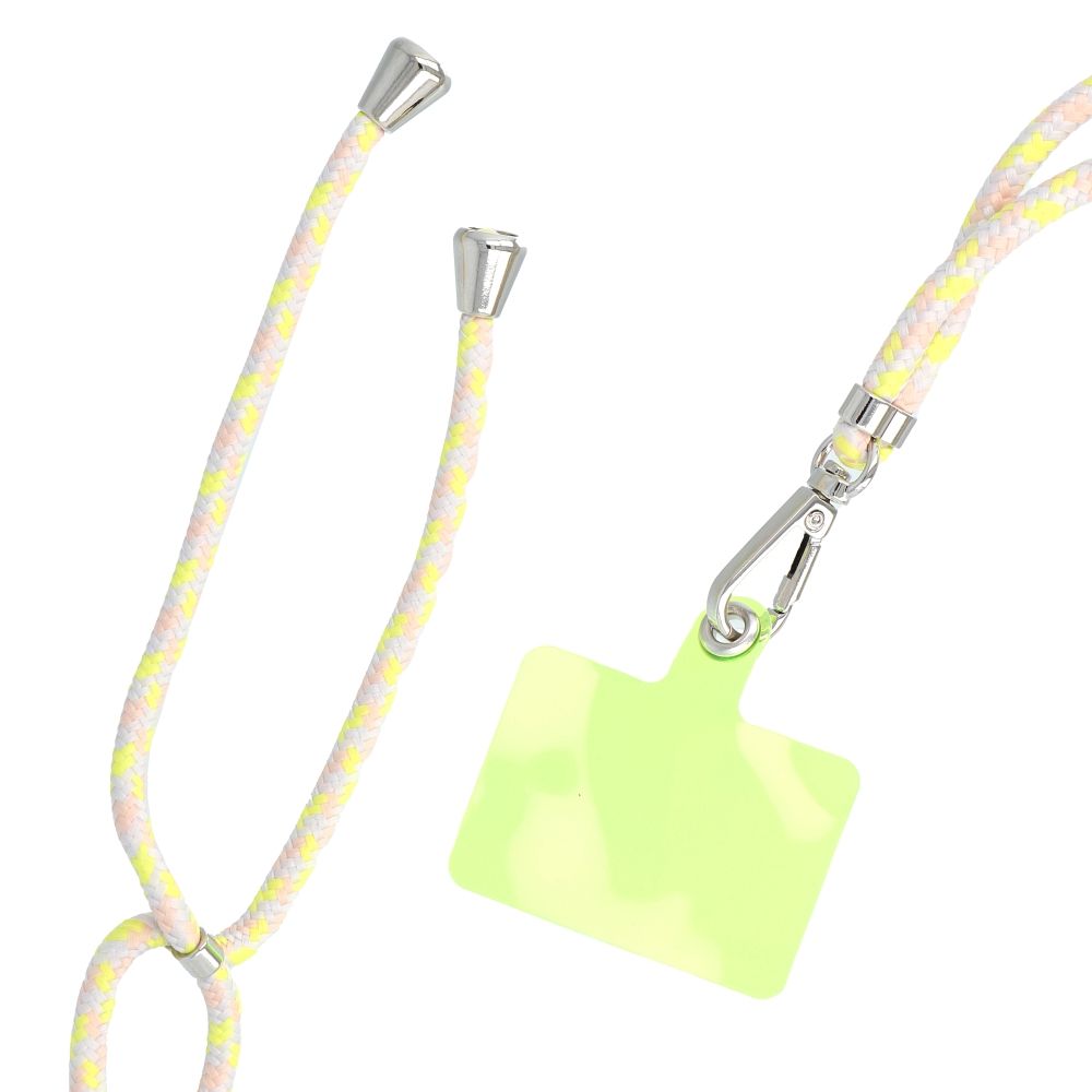 SWING (6mm) pendant for the phone with adjustable length / cord length 165cm (max 82.5cm in the loop) / on the shoulder or neck - gray-yellow