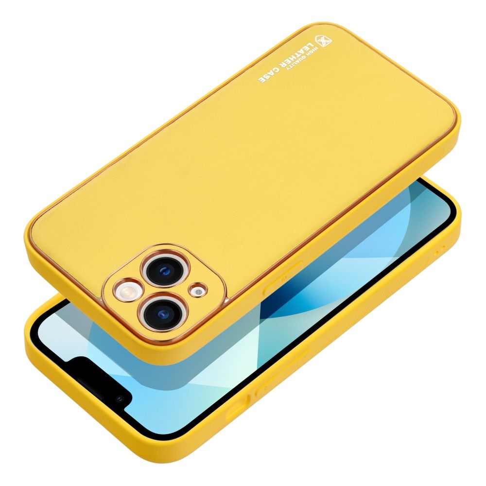 LEATHER case for IPHONE 14 Plus yellow