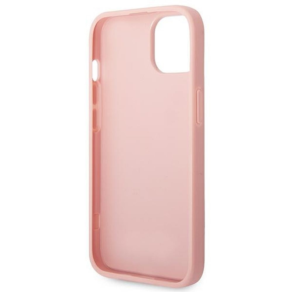 GUESS case for IPHONE 14 Plus GUHCP14MHGGSHP (Glitter Flakes Script Metal Logo) pink