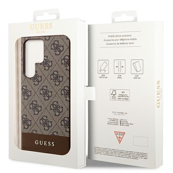GUESS case for SAMSUNG S24 Ultra GUHCS24LG4GLBR (4G Bottom Stripe) brown