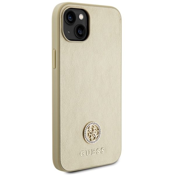 GUESS case for IPHONE 13 / 14 / 15 GUHCP15SPS4DGPD (Leather 4G Metal Logo Strass) gold