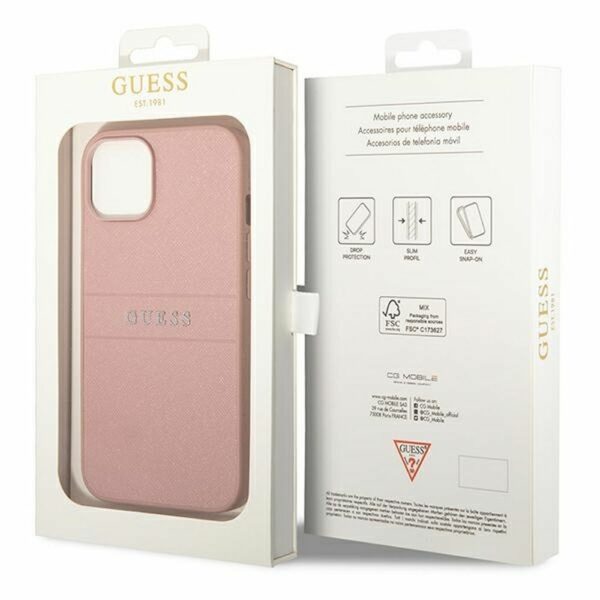 GUESS case for IPHONE 14 Plus GUHCP14MPSASBPI (Saffiano With Metal Logo) pink