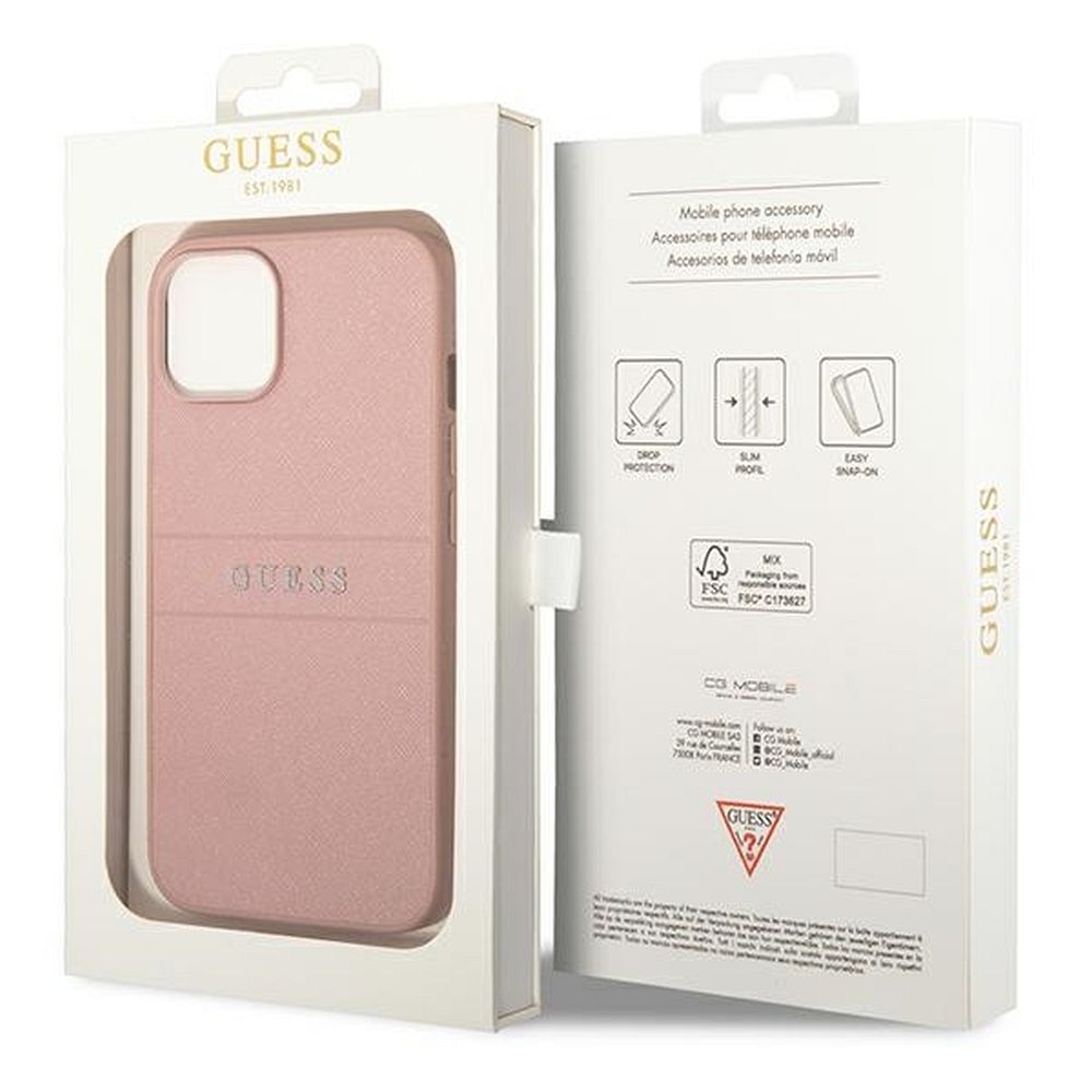 GUESS case for IPHONE 14 Plus GUHCP14MPSASBPI (Saffiano With Metal Logo) pink