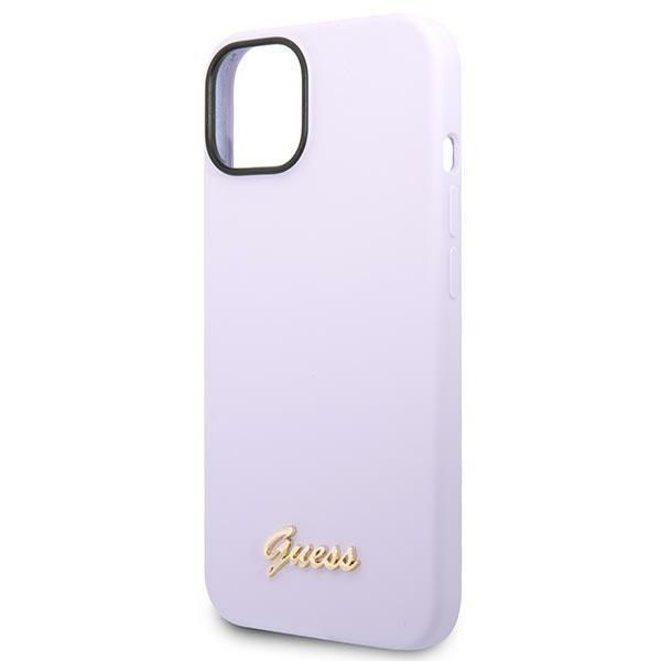 GUESS case for IPHONE 13 / 14 / 15 GUHCP14SSLSMU (Silicone Vintage Gold Logo) purple