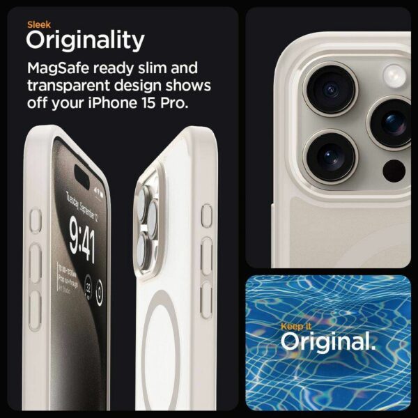 SPIGEN case ULTRA HYBRID MAG compatible with MagSafe for IPHONE 16 Pro Max frost natural titanium