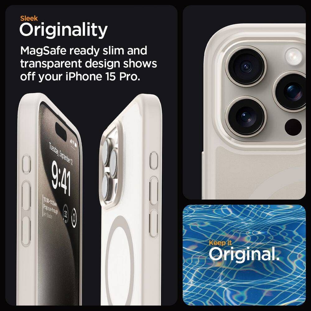 SPIGEN case ULTRA HYBRID MAG compatible with MagSafe for IPHONE 16 Pro Max frost natural titanium