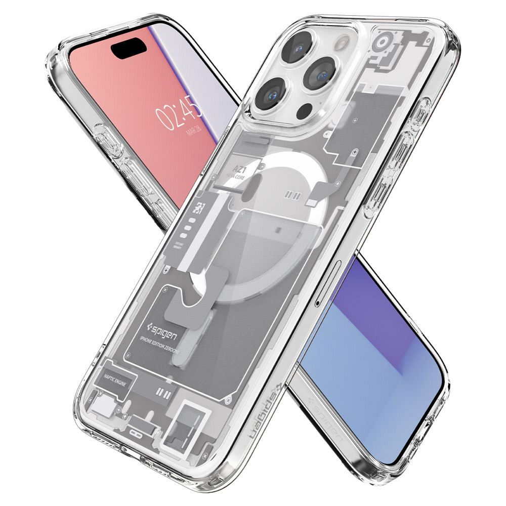 SPIGEN case ULTRA HYBRID MAG compatible with MagSafe for IPHONE 15 Pro zero one white