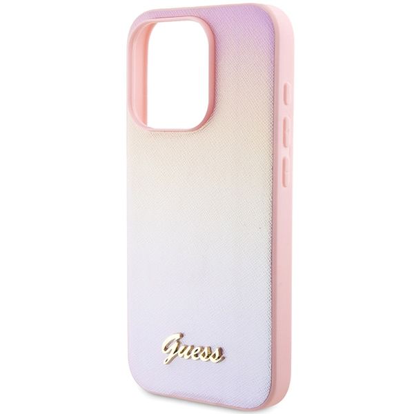 GUESS case for IPHONE 15 Pro GUHCP15LPSAIRSP (Saffiano Iridescent Script) pink