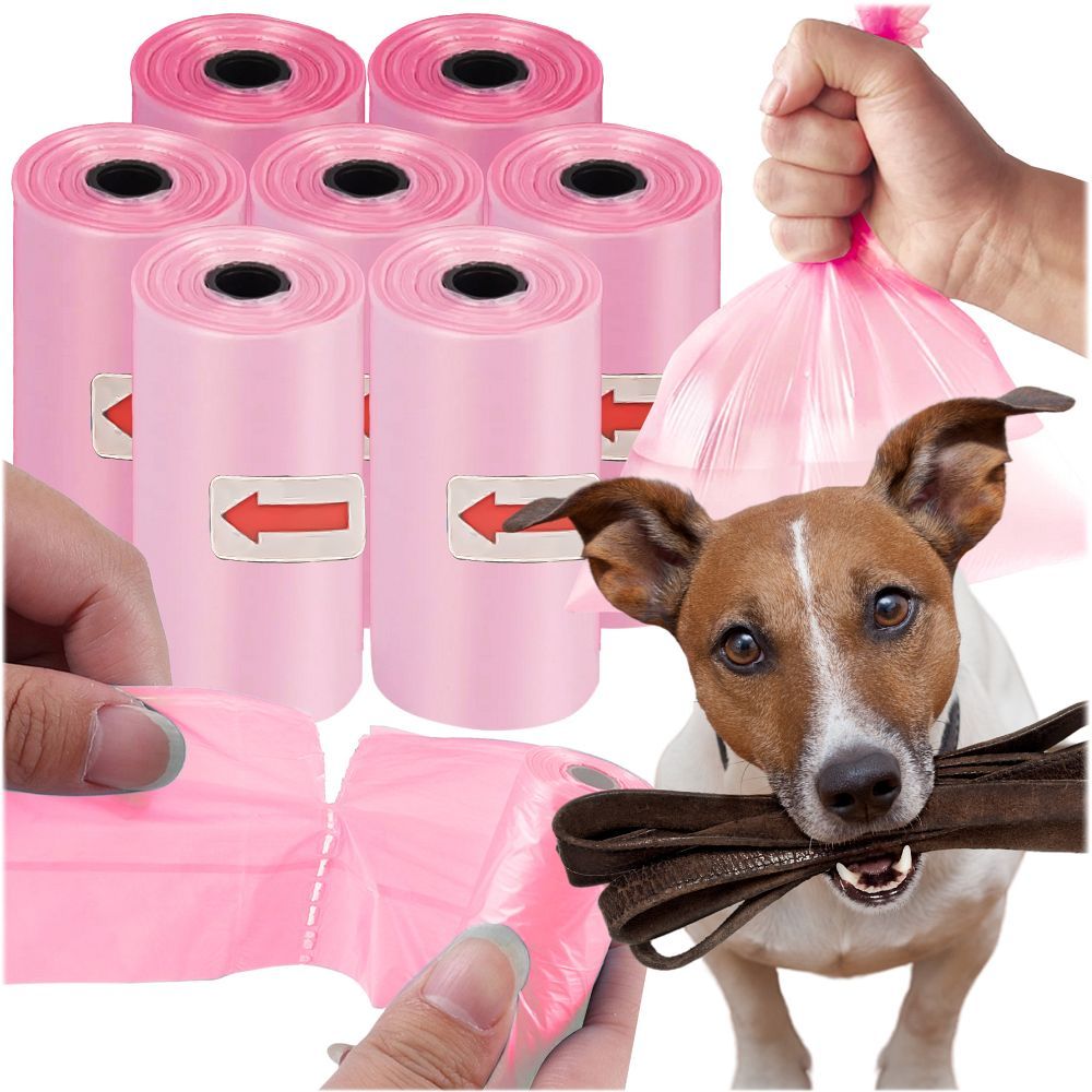 d26f7434cfec9a540a02717346e6d122 Plastic bags for dog excrement STRONG 8 rolls 120 pcs RC-K-778 pink