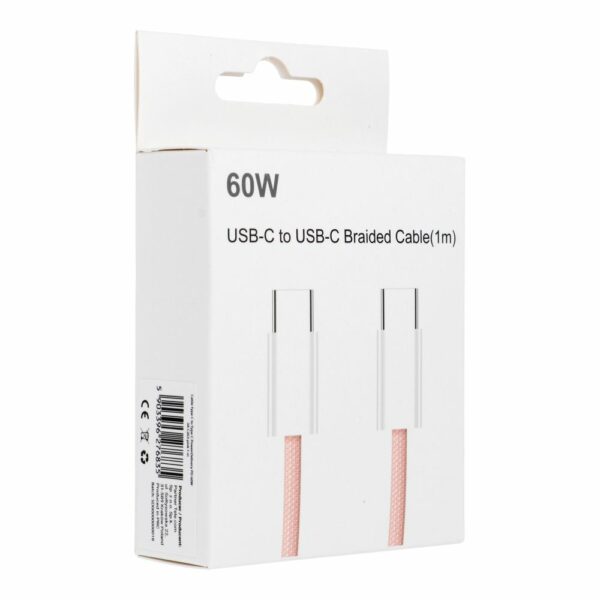 Cable Type C to Type C PD QC3.0 3A 60W C263 1 m pink