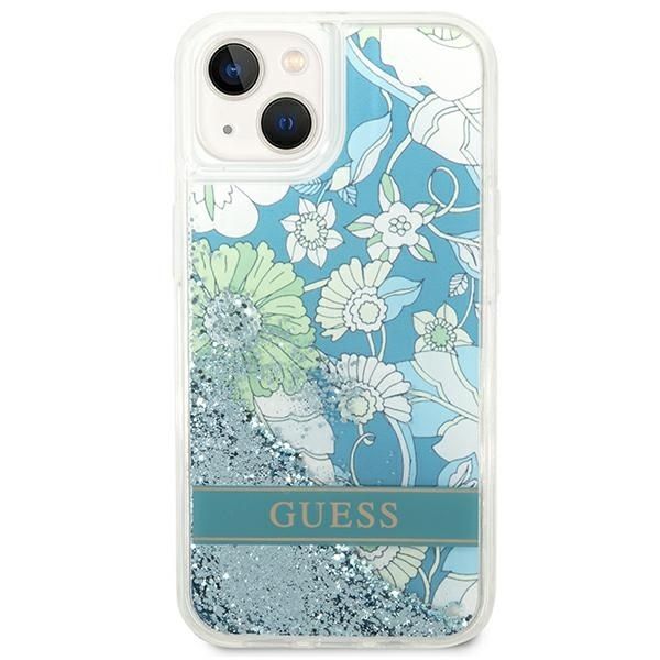 GUESS case for IPHONE 13 / 14 / 15 GUHCP14SLFLSN (Flower Liquid Glitter) green