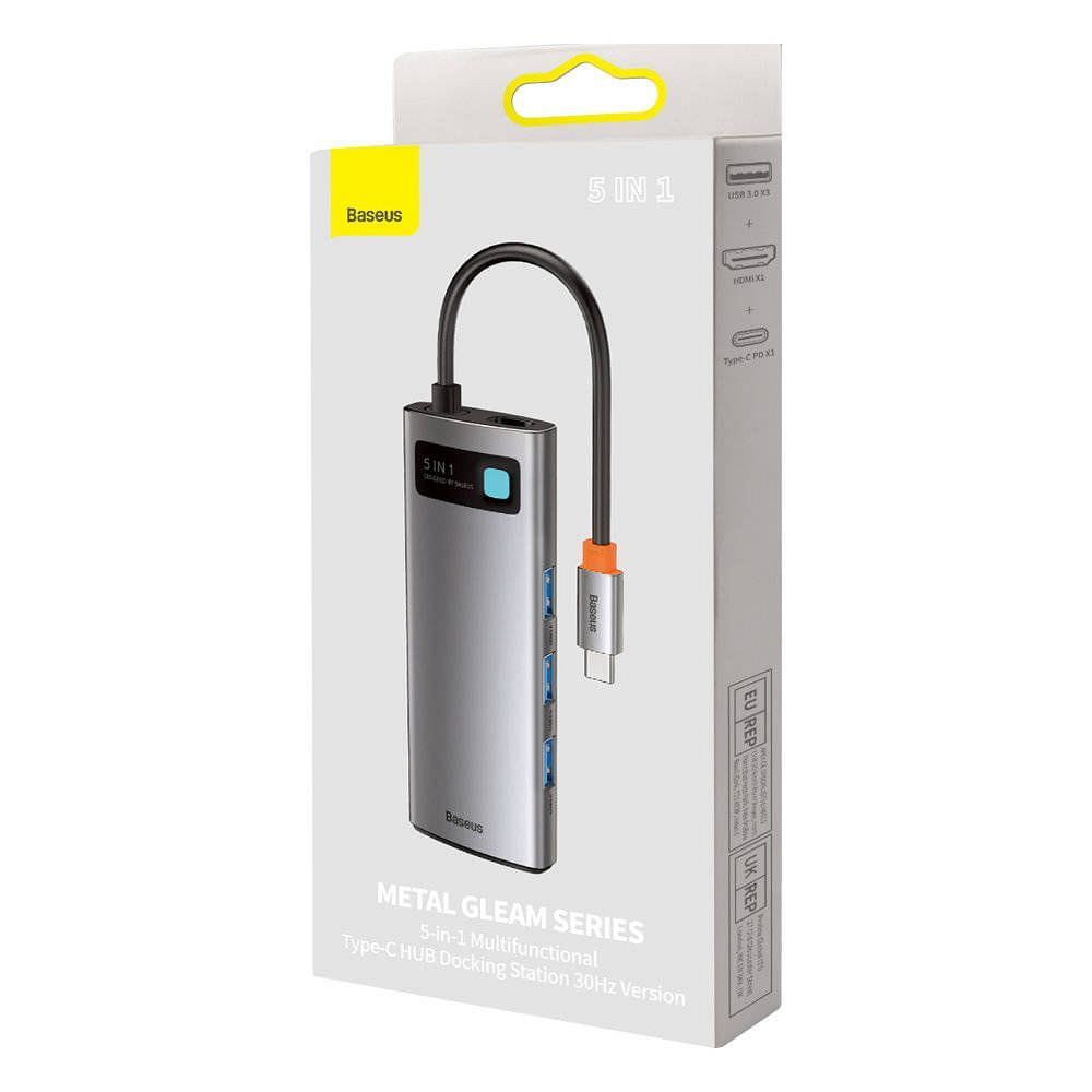 BASEUS adapter HUB 5in1 Type C WKWG020013 0,15 m gray