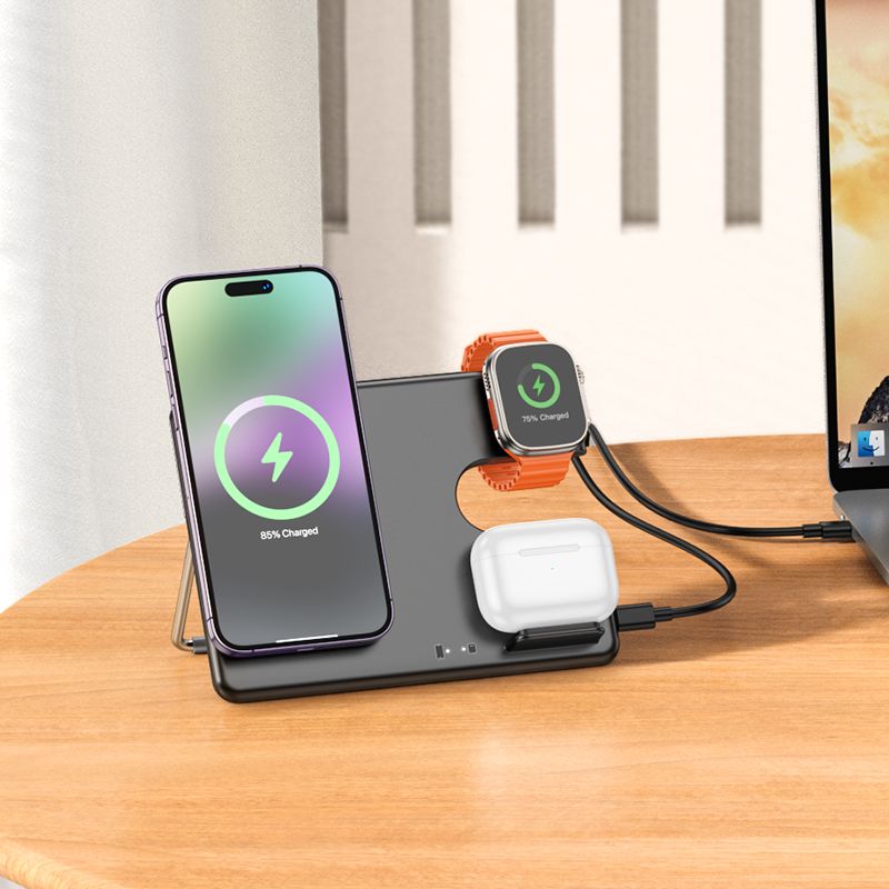HOCO wirelles charger 3in1 compatible with Apple Watch 15W CQ1 black