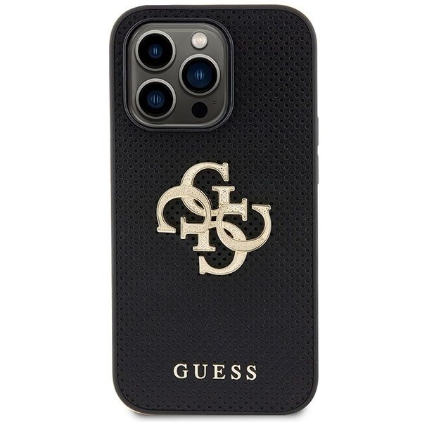GUESS case for IPHONE 15 Pro GUHCP15LPSP4LGK (Leather Perforated 4G Glitter Logo) black
