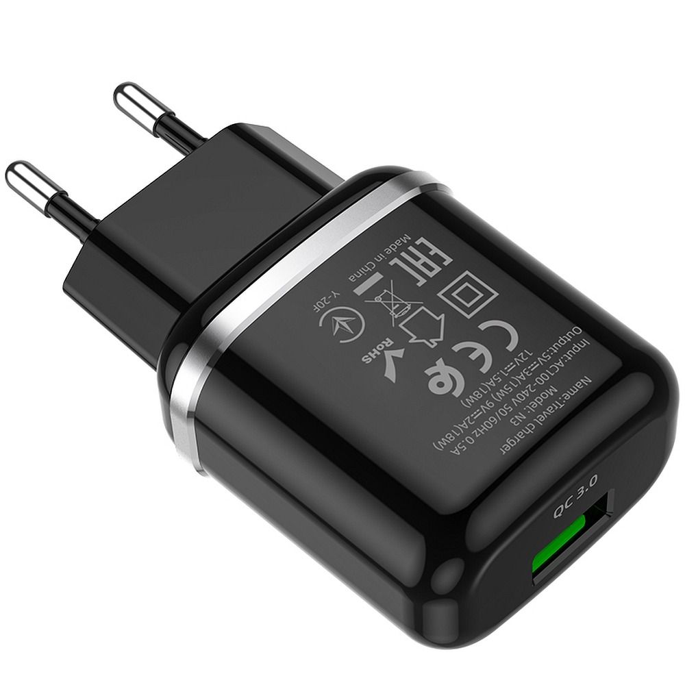 d671e81e65e97d52a18c3ef872074864 HOCO travel charger USB A QC3.0 3A 18W N3 black