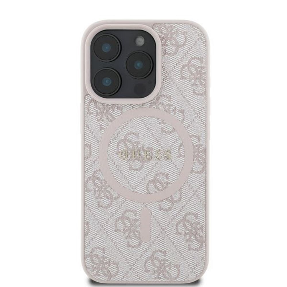 GUESS case for IPHONE 16 Pro Max compatible with MagSafe GUHMP16XG4GFRP (PU 4G Ring Classic Logo) pink