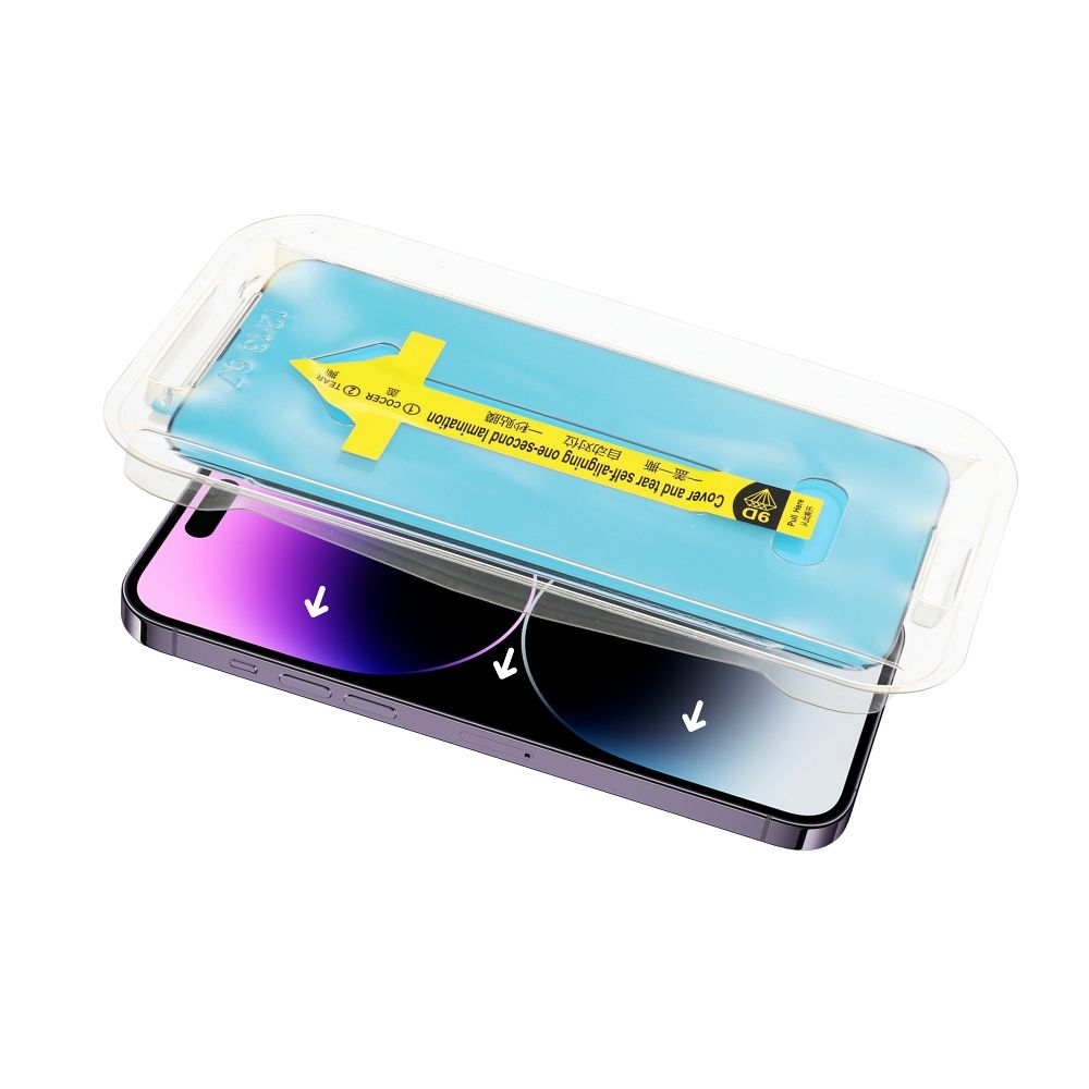 5D Full Glue Tempered Glass for iPhone 14 Pro black + applicator
