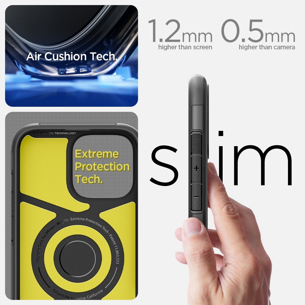 SPIGEN case SLIM ARMOR MAG compatible with MagSafe for IPHONE 16 black