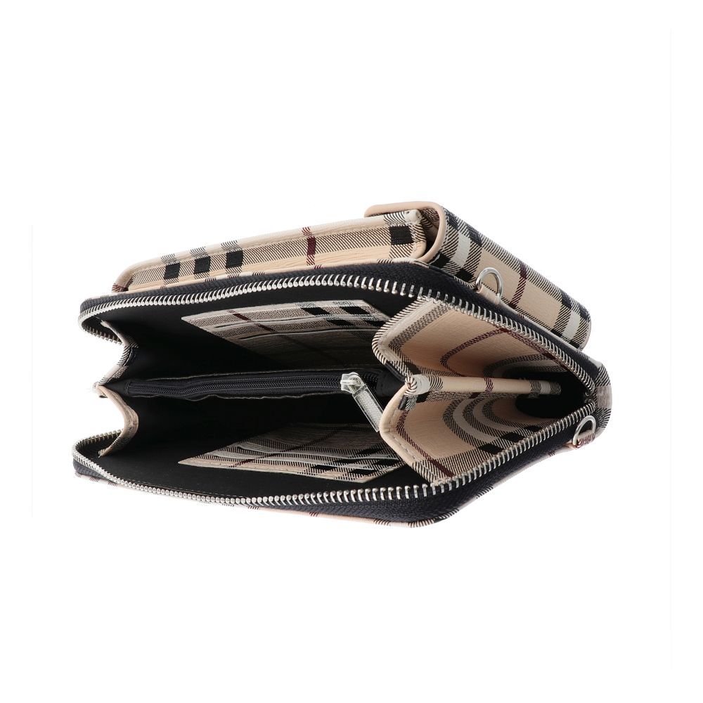 Stylish bag for mobile phone beige check