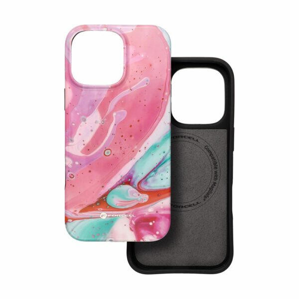 FORCELL F-PROTECT Mirage, Military Drop-Tested case compatible with MagSafe for IPHONE 16 PRO MAX pink marble