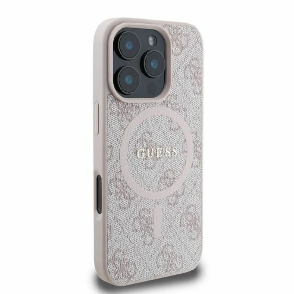 GUESS case for IPHONE 16 Pro Max compatible with MagSafe GUHMP16XG4GFRP (PU 4G Ring Classic Logo) pink