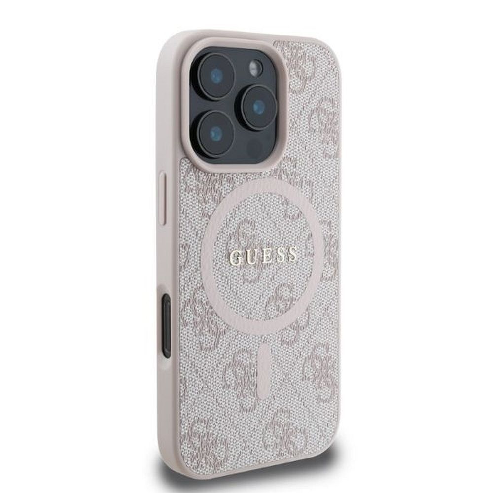 GUESS case for IPHONE 16 Pro Max compatible with MagSafe GUHMP16XG4GFRP (PU 4G Ring Classic Logo) pink